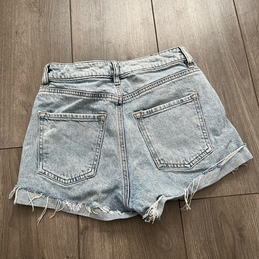 Distressed Light Blue Denim Shorts - Picture 2 of 3